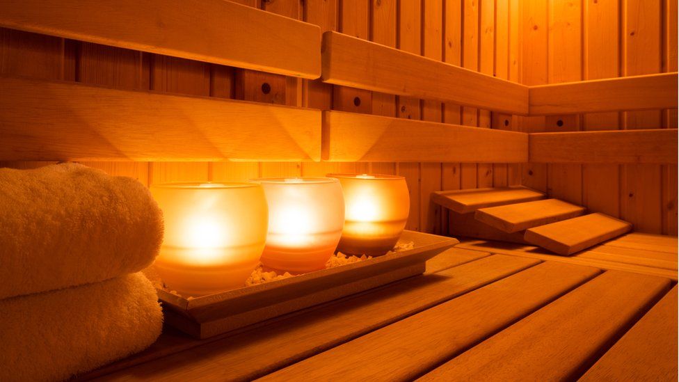 Candles in a sauna