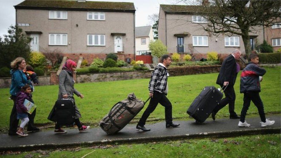 Syrian refugee families arrive at their new homes on the Isle of Bute on December 4, 2015 in Rothesay, Isle of Bute, Scotland.