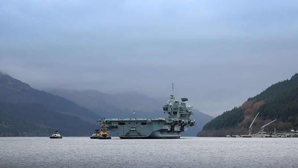 HMS Queen Elizabeth Seen In Firth Of Clyde - BBC News