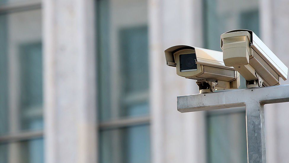 Surveillance cameras outside Germany's new foreign intelligence service building