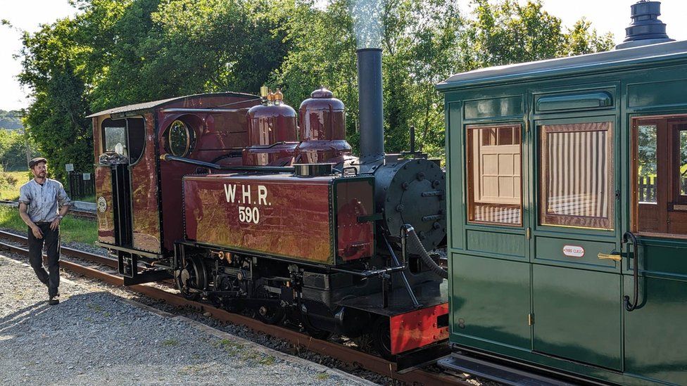 Newly restored Baldwin locomotive at the Welsh Highland Heritage Railway in Porthmadog