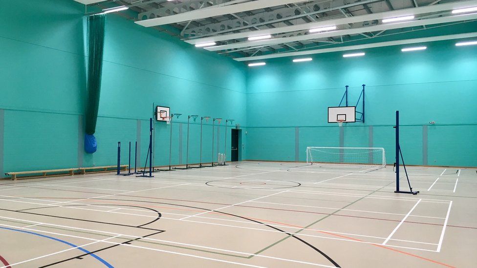 A picture of the new school's sports hall
