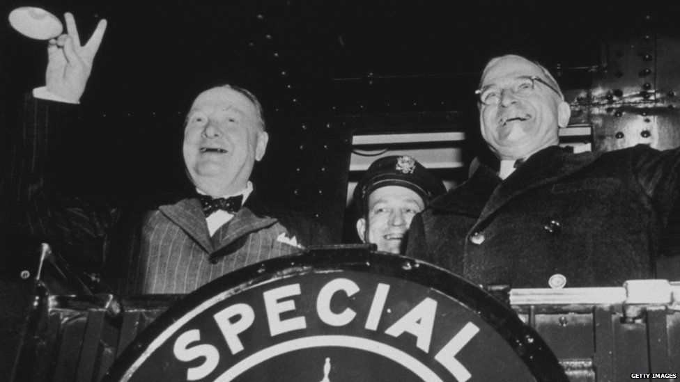 Уинстон Черчилль и Гарри Трумэн в 1946 году