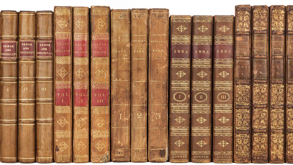 Spines of Jane Austen novels