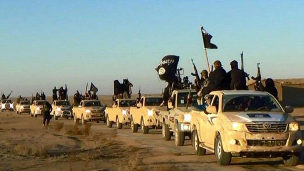 Islamic State militants in Raqqa, Syria, in 2014