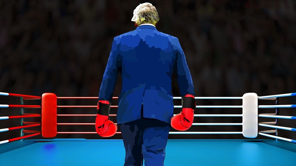 Boris Johnson in boxing gloves, illustration
