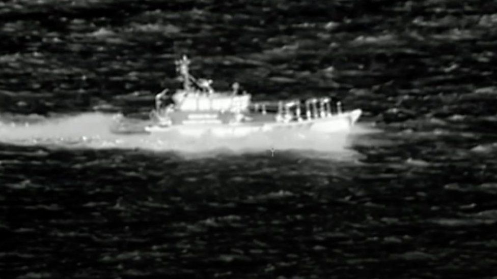 A boat shown from the camera