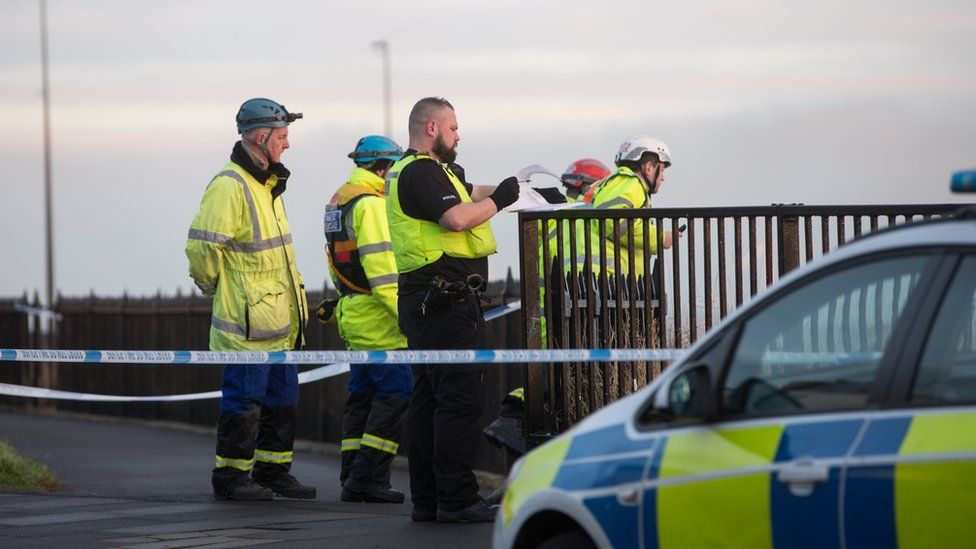 Police activity at Whitley Bay where the body was found