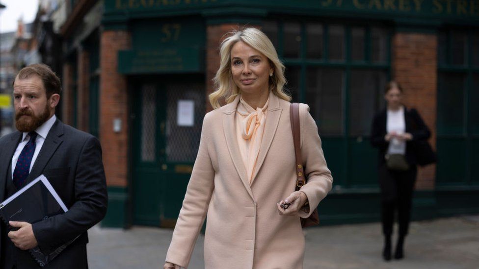 Corinna zu Sayn-Wittgenstein-Sayn arrives for a court hearing at the Royal Courts of Justice on 29 March 2022 in London, England