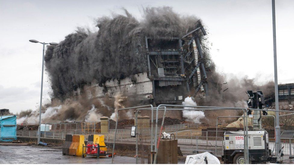 Scottish Power's photograph of Longannet's boiler room demolishion
