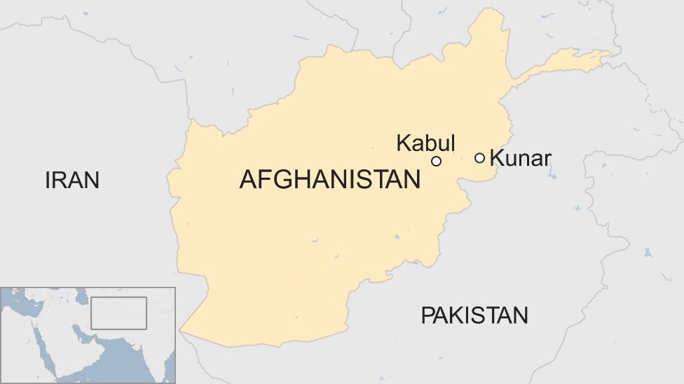 A map showing the location of Kunar province in Afghanistan