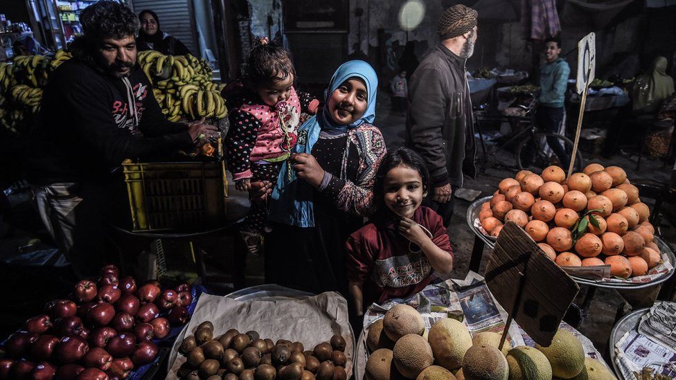 A family at the market in Cairo