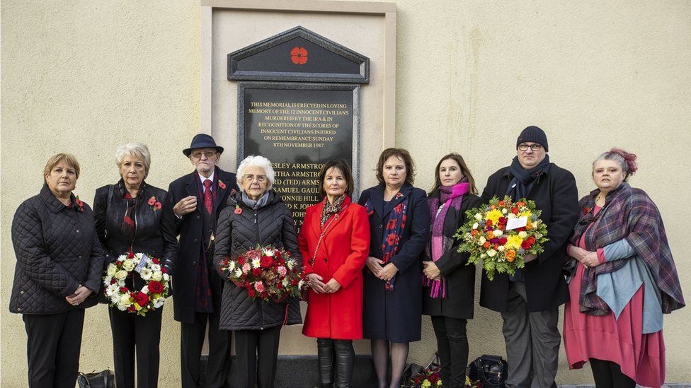 Relatives at the Enniskillen bomb memorial