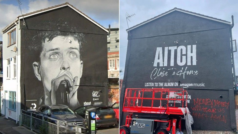 Aitch vows to get Ian Curtis mural in Manchester fixed pronto - BBC News