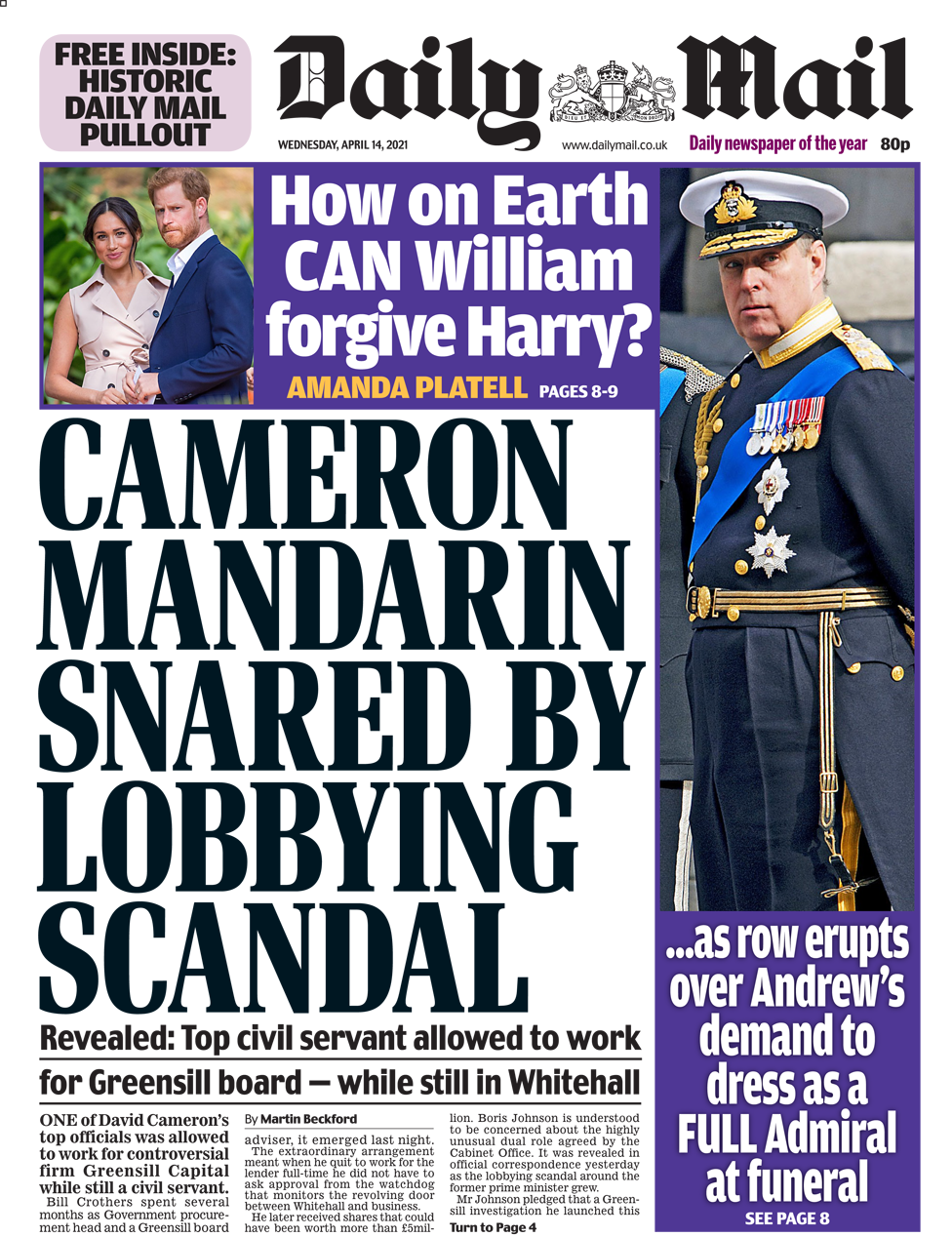 Daily Mail front page