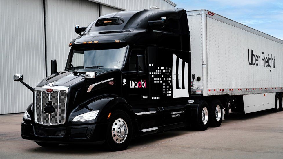 An Uber Freight truck fitted with Waabi's self-driving system