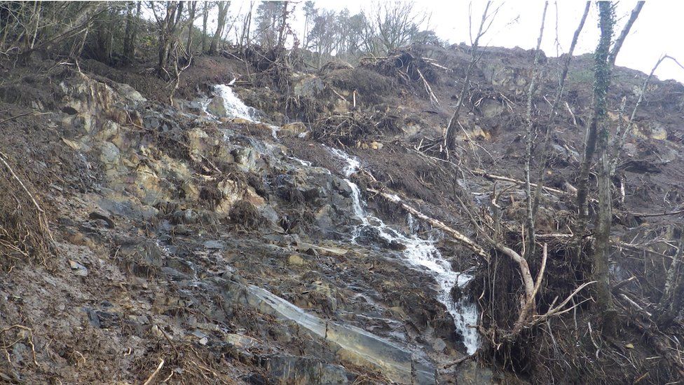 The landslide which led to nine homes being evacuated in Crafnant