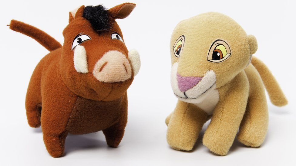Pumba and Kiara from Walt Disney's 'The Lion King 2: Simba's Pride'. The plush toys were part of McDonald's Happy Meals in 1998.