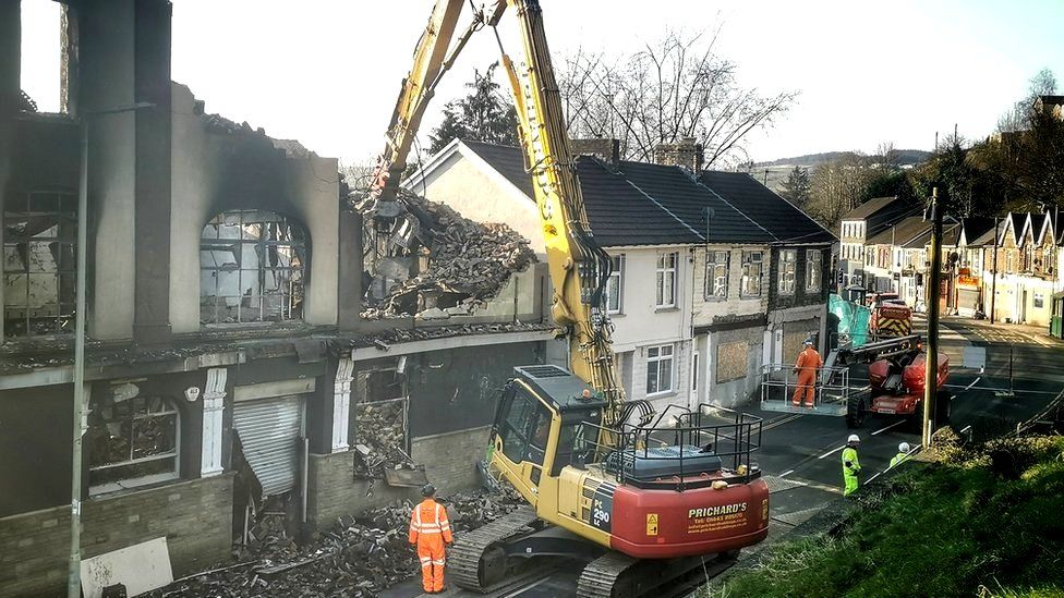 Demolition work at former workingman's club