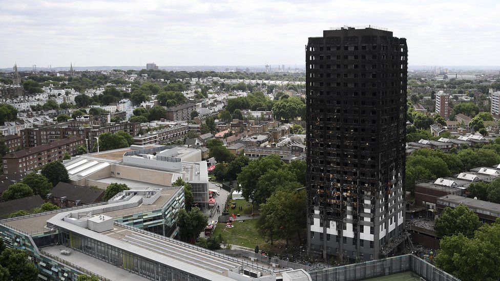 The Grenfell Tower block after the fire