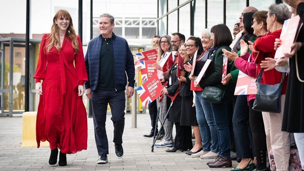 Angela Rayner and Sir Keir Starmer arrive at Labour's annual conference