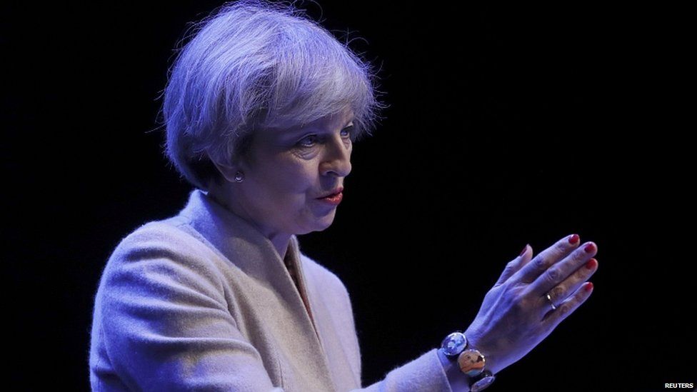 Theresa May speaking at the Scottish Conservative conference