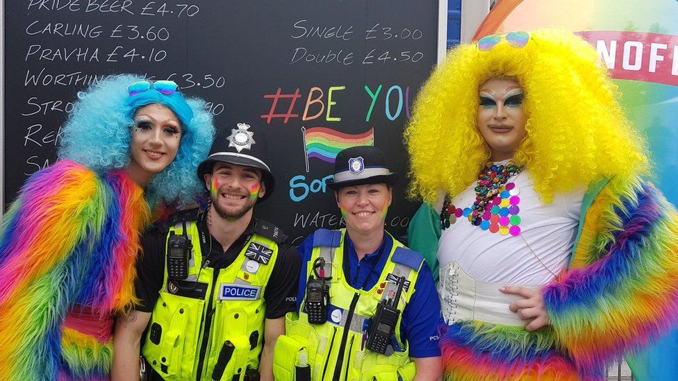 Police officers were among the revellers to get into the festival spirit