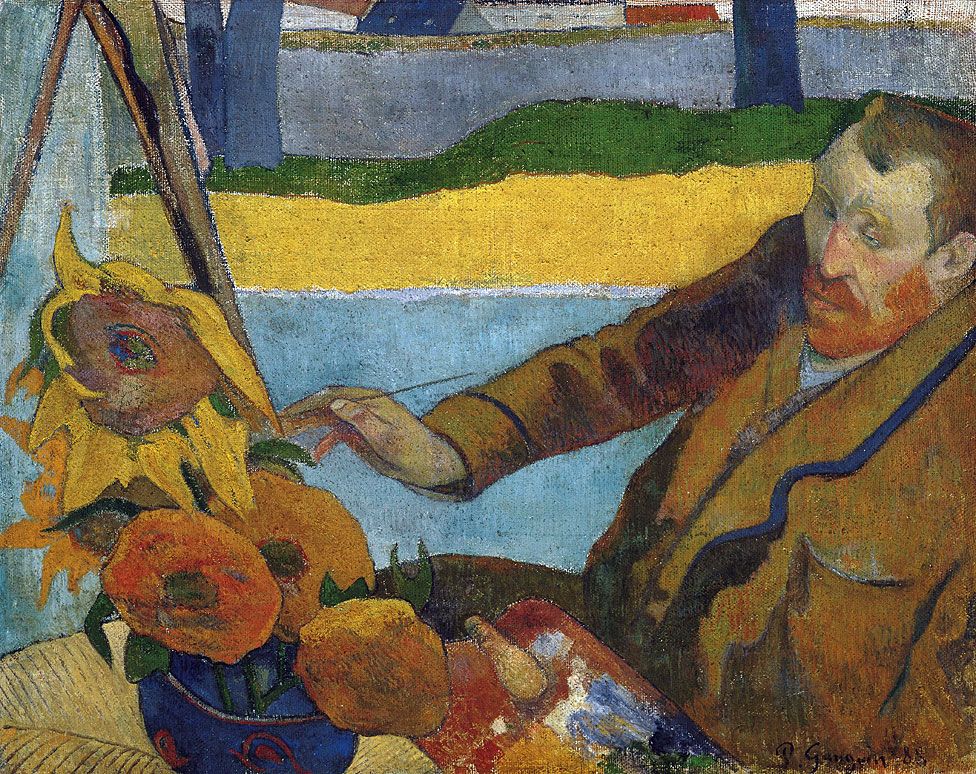 el retrato en el que Gauguin pintÃ³ a Van Gogh pintando girasoles.