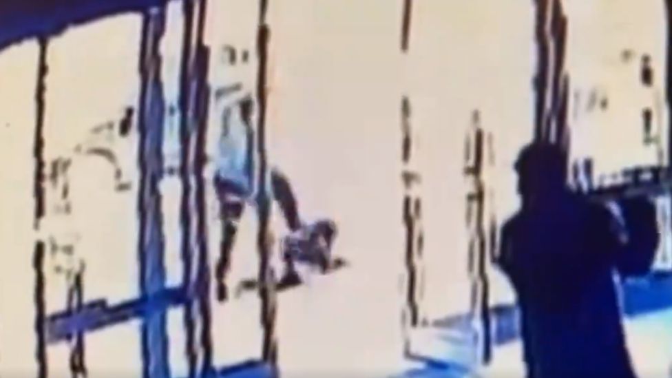 CCTV footage captured a man repeatedly kicking a 66-year-old woman in Manhattan, New York