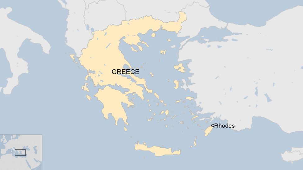 Map of Greece including Rhodes