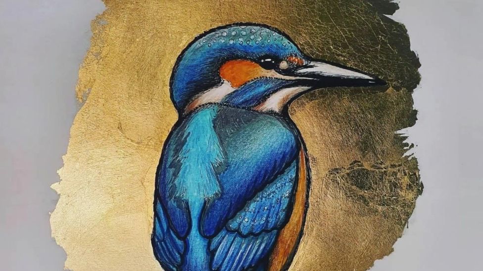 Painting of a Kingfisher by Sian Gibbs