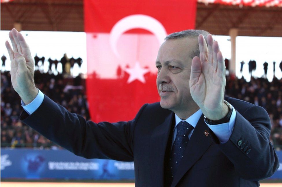 Turkish President Recep Tayyip Erdogan pictured on 18 March 2017 in Canakkale, western Turkey.