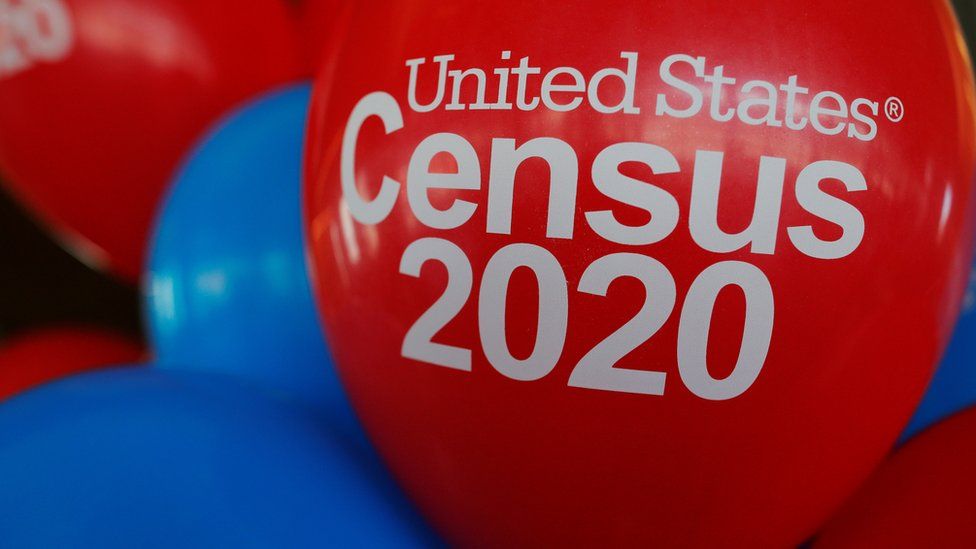 Balloons decorate an event for community activists and local government leaders to mark the one-year-out launch of the 2020 Census