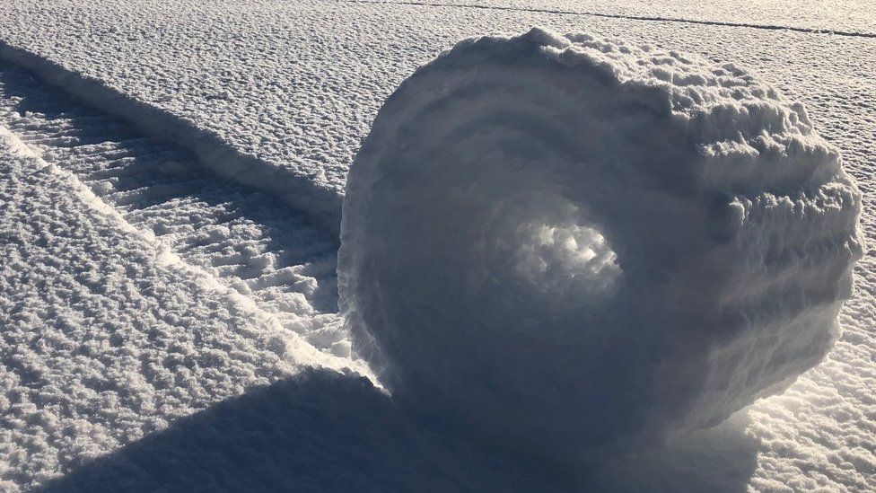 Snow rollers: An unusual sight spotted and captured in a field _105461923_snow6