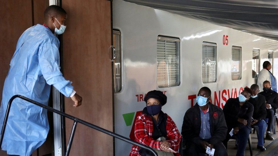Train used as vaccination centre in East Rand, South Africa