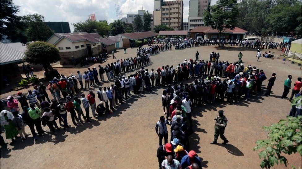 Voters queuing
