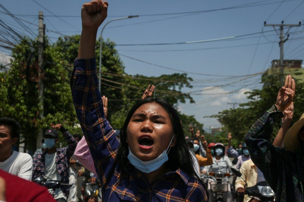 Protest in Mandalay on 22 May