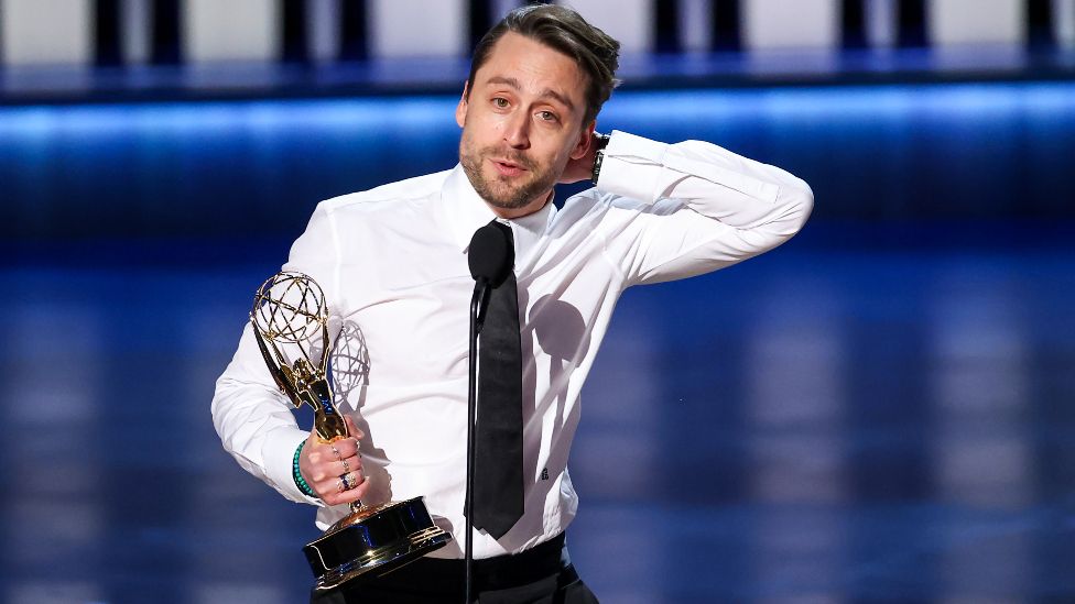 Kieran Culkin accepts the Outstanding Lead Actor in a Drama Series award for "Succession" onstage during the 75th Primetime Emmy Awards at Peacock Theater on January 15, 2024 in Los Angeles, California