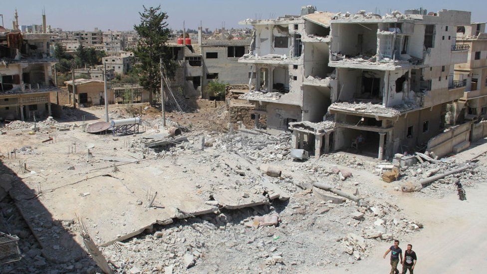 Destruction in in Daraa city, Syria. 26 August 2015