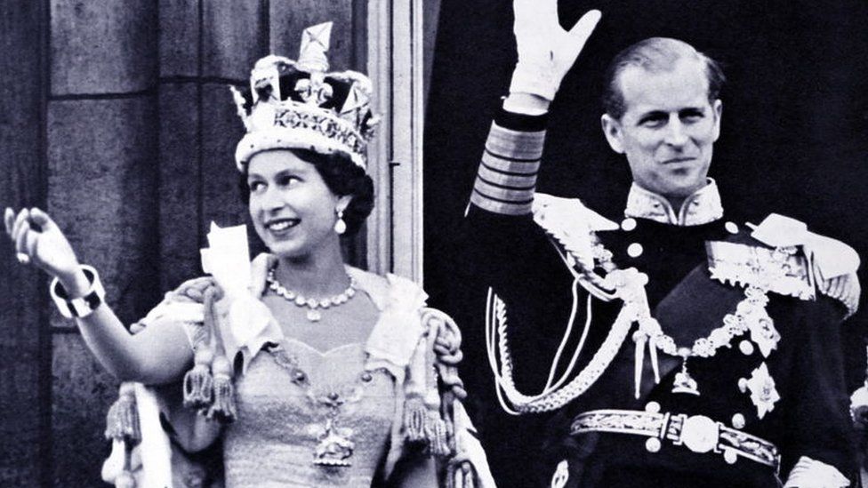 The coronation of Elizabeth II of the United Kingdom, took place on 2 June 1953 at Westminster Abbey, London. Queen Elizabeth II, with the Duke of Edinburgh
