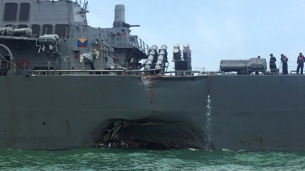 USS John S McCain after the collision