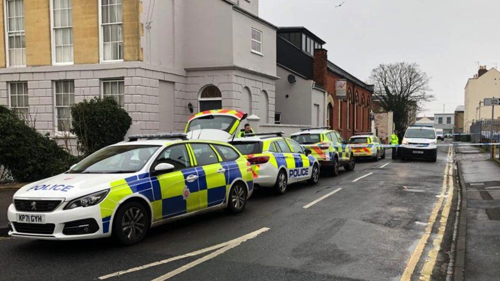 Police cars at the crime scene