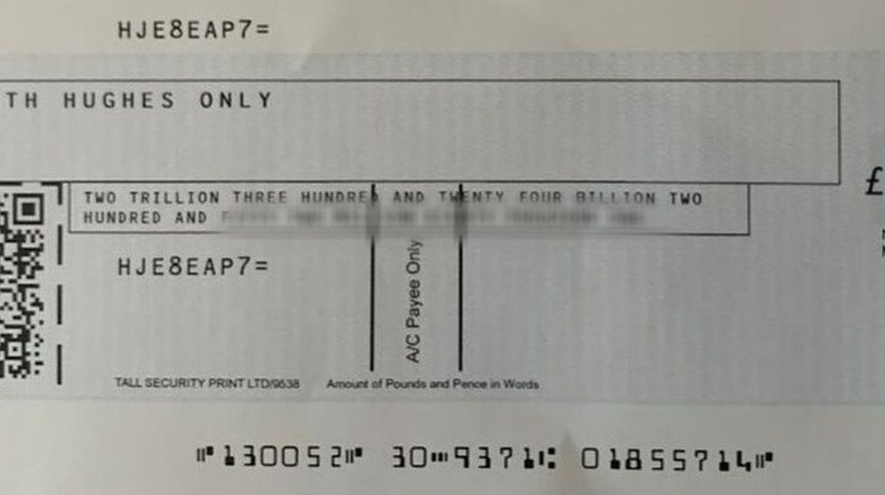 Gareth hughes' cheque