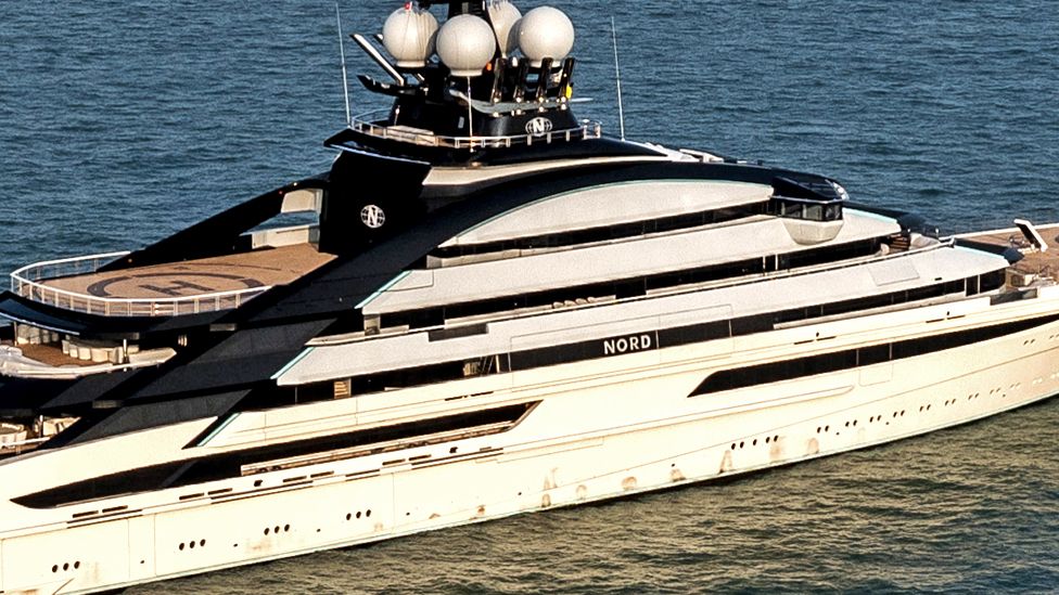 Luxury megayacht Nord seen anchored in Hong Kong waters on 7 October 2022