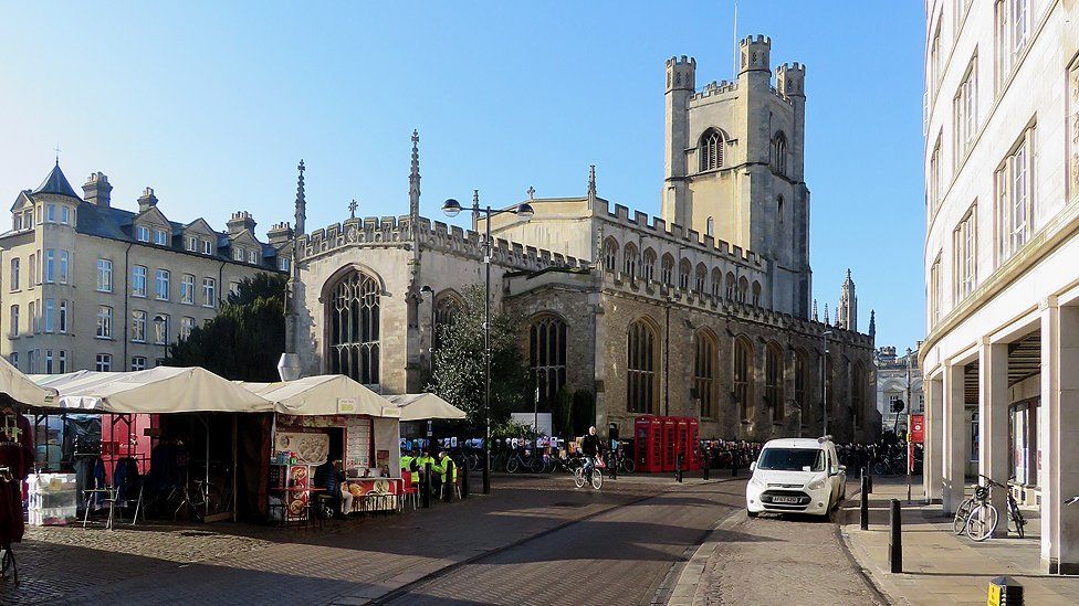 Great St Mary's church, Cambridge and the market square