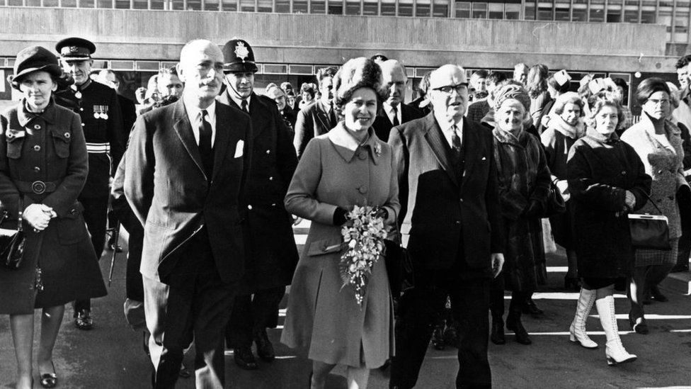 The Queen at the official opening of UHW in 1971