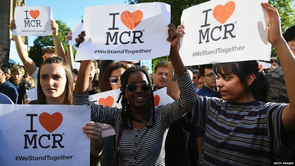 'I heart Manchester' banners