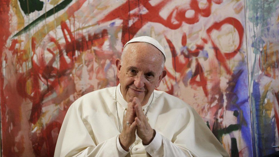 Pope Francis during a visit to the Scholas Occurrentes foundation at San Calisto Palace in Rome, Italy, on 26 October 2017