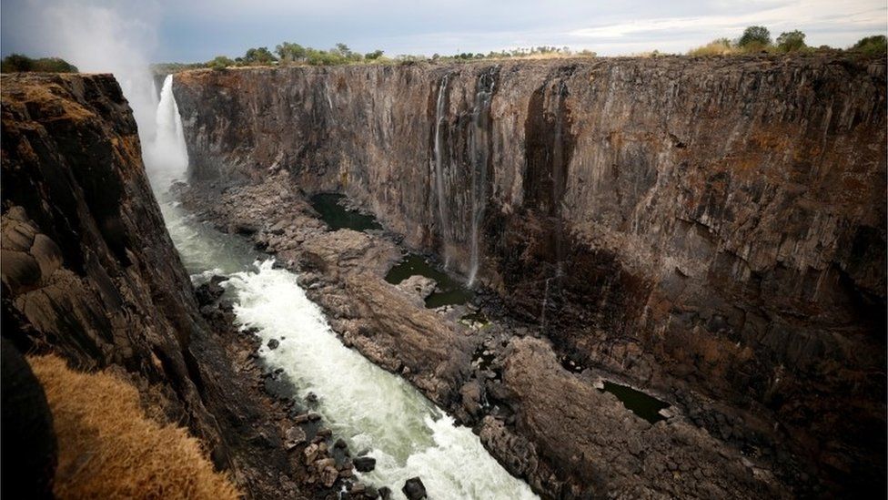 Low-water levels are seen after a prolonged drought at Victoria Falls, Zimbabwe December 4, 2019