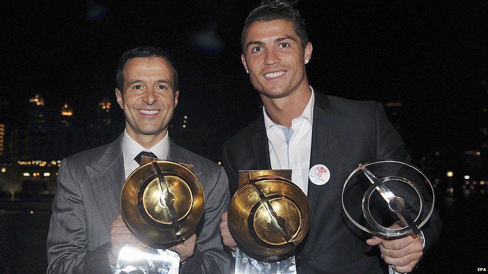 Jorge Mendes (left) and Cristiano Ronaldo - file pic